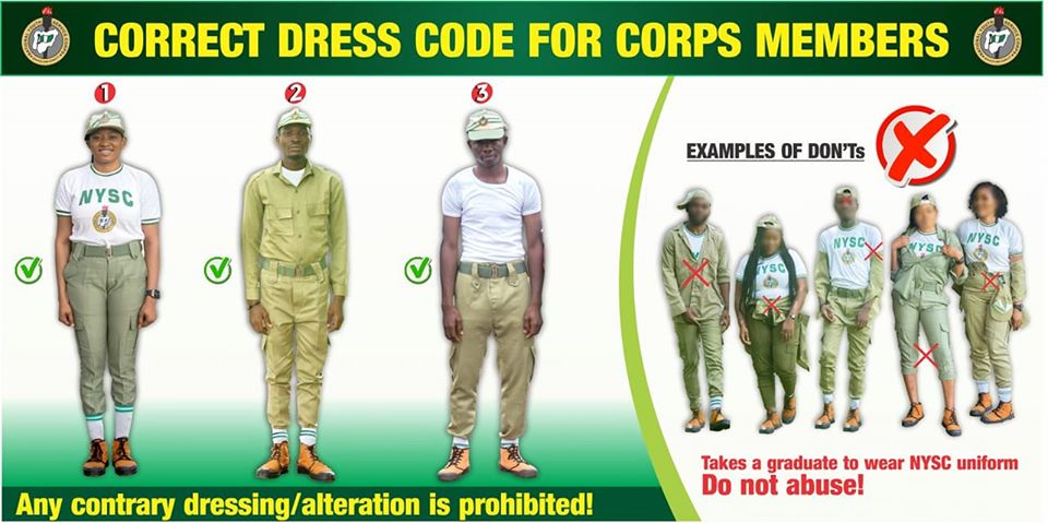 Nysc dress code for orientation camp, PPA, CDS and pop